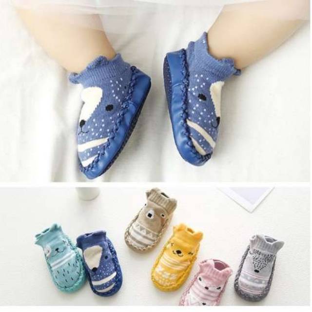 Sepatu Anak Bayi - Baby Prewalker Shoes Socks Anti Slip Kaos Kaki Anak Bayi Motif Cute Import Murah