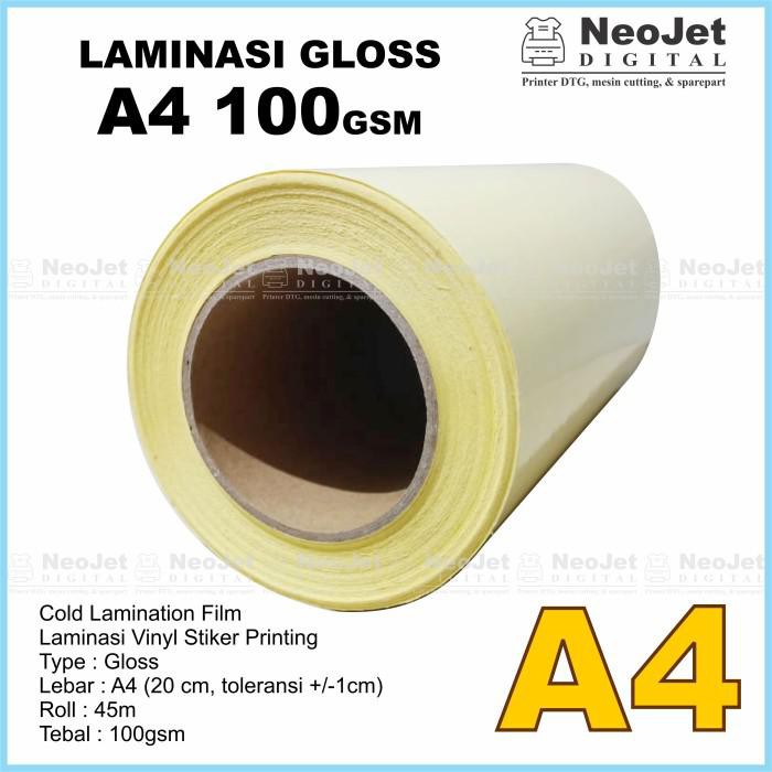 

Kertas / Laminasi Dingin Glossy Mengkilap 100 Gsm Tipis A4 Roll 21Cm 45 Meter