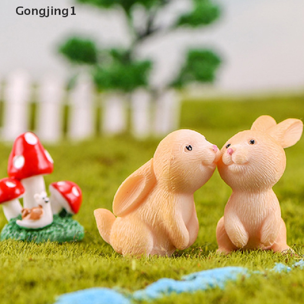 Gongjing1 7pcs / Set Miniatur Kelinci Paskah Bahan Resin Untuk Dekorasi Taman Mini / Craft