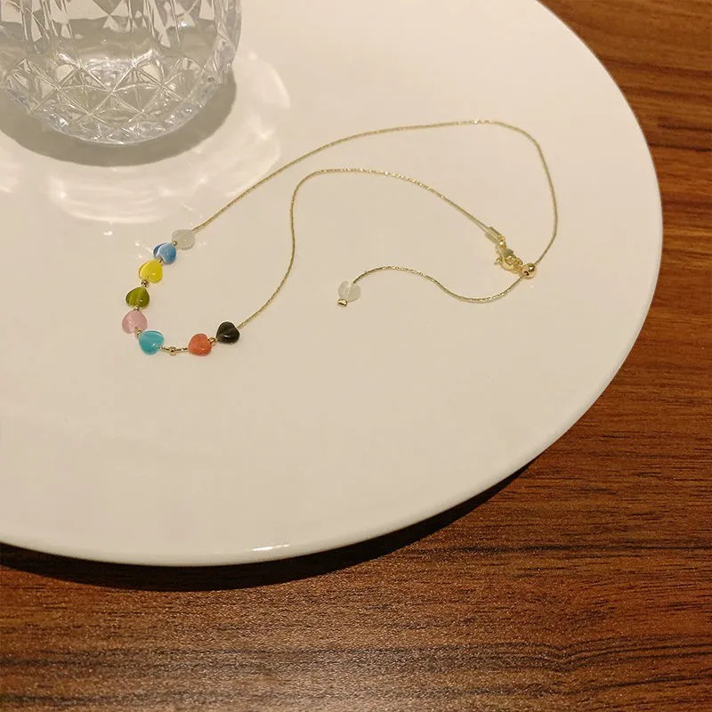 Kalung Rantai Dengan Liontin Hati Gaya Korea