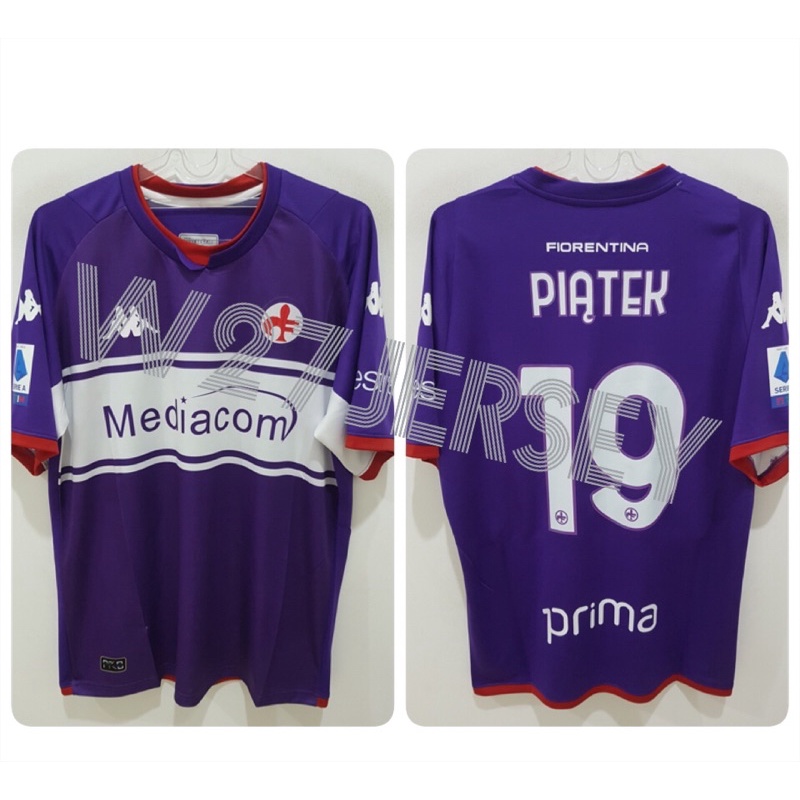 Jersey Fiorentina Home 2021-2022 name player Piatek + Patch Seri A