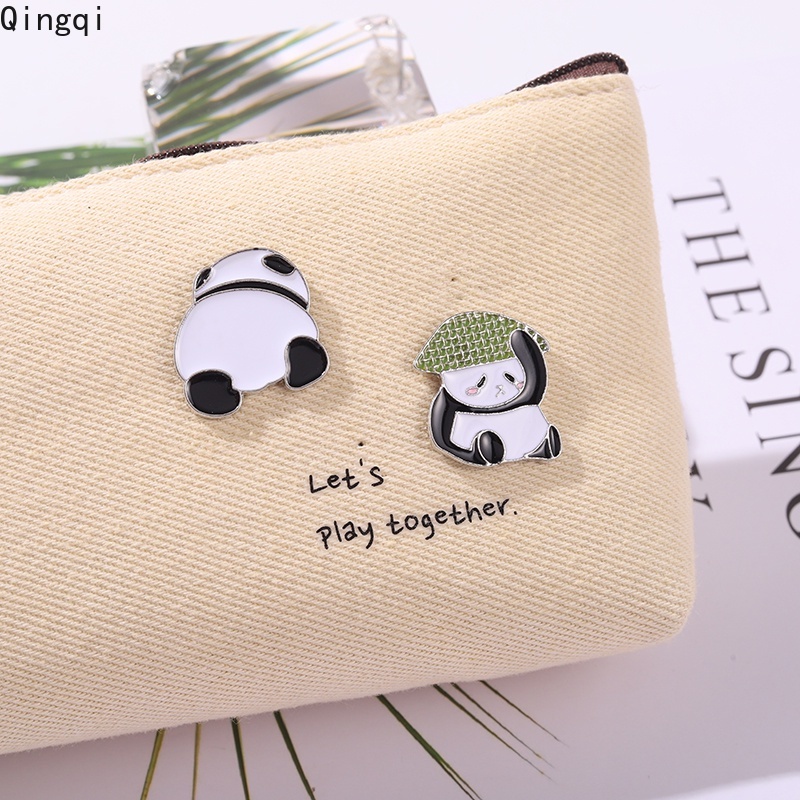 Bros Pin Enamel Bentuk Kartun Panda Bambu Dan Beruang Bahan Metal Untuk Hadiah