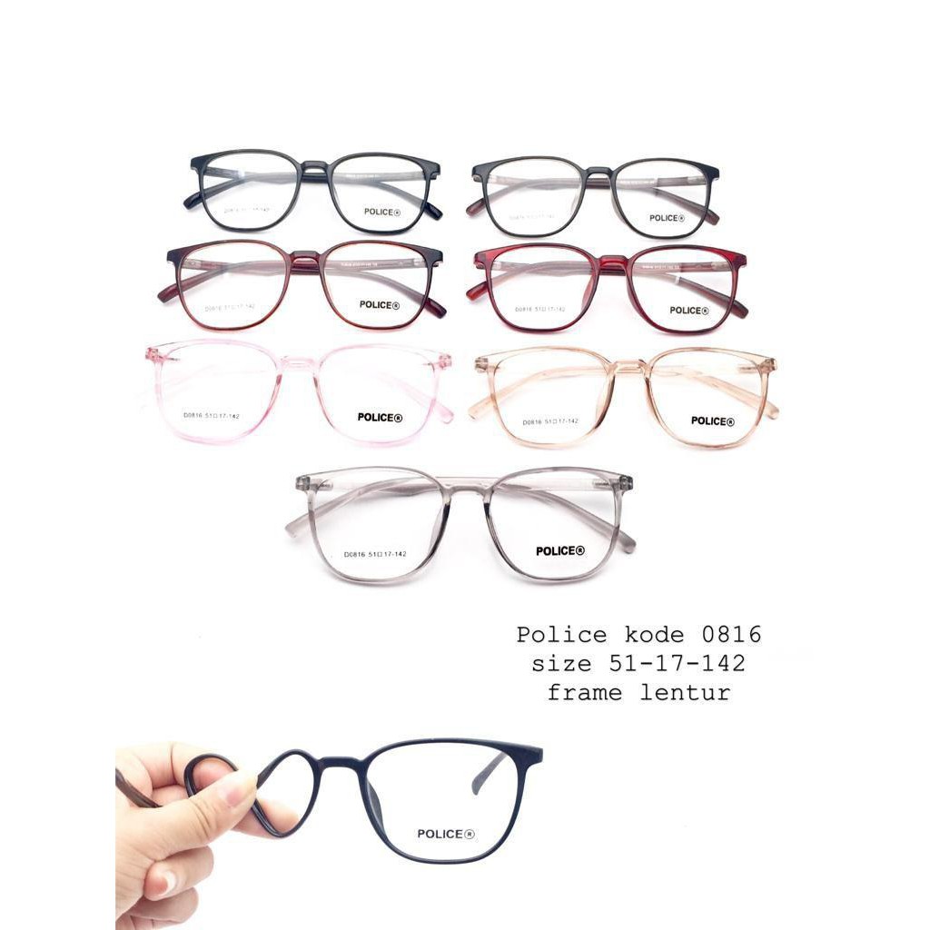 GRATIS LENSA ANTI BLUE RAY Kacamata Minus Police 0816