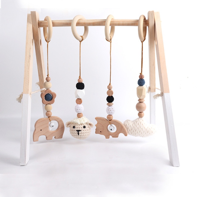 Mary 4pcs / Set Mainan Rattle Teether Bahan Kayu Untuk Bayi Newborn