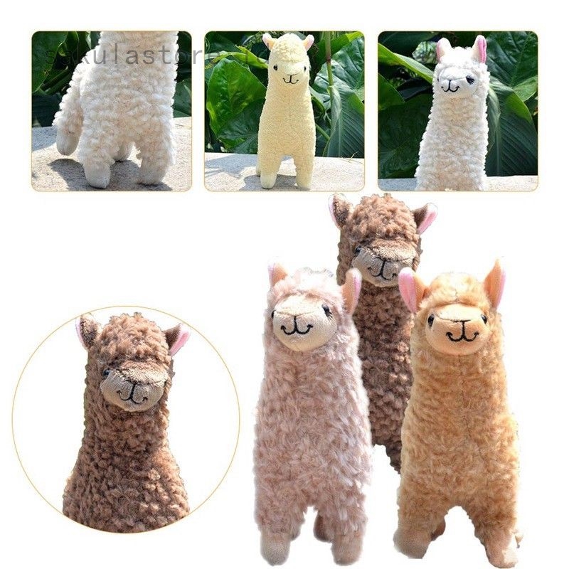 Boneka Stuffed Hewan Alpaca Lucu Bahan Plush Ukuran 23cm Untuk