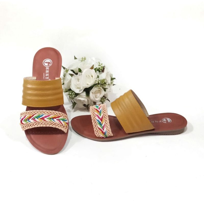 Sandal Kulit Wanita Terbaru Model Slim 2021 Bahan Kulit Sapi Asli 100%