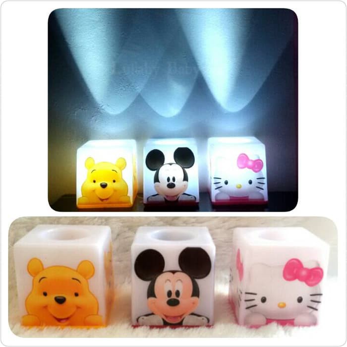 Lilin sensor tiup elektrik tanpa api asap lampu tidur karakter