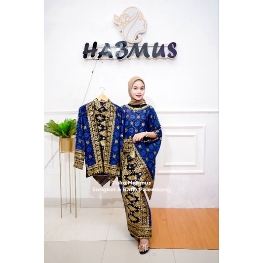 couple setelan batik kondangan motif songket palembang