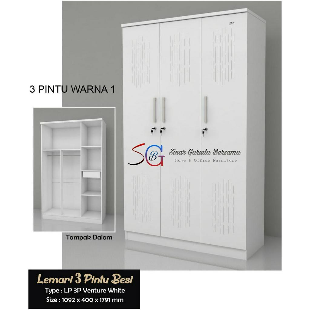 [PINTU BESI] LEMARI PAKAIAN 3 PINTU / 2 PINTU LEMARI BAJU PINTU BESI 4 PILIHAN MODEL WARNA