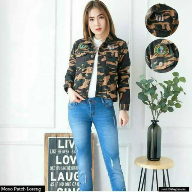Jaket loreng mocca wanita/jaket loreng army keren/jaket wanita muslimah murah/jaket army wanita