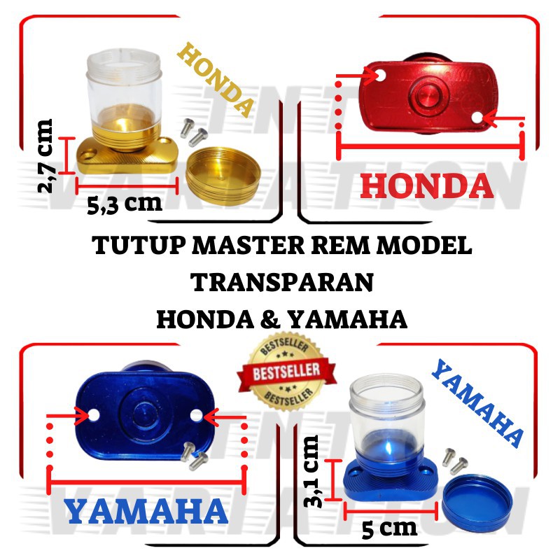 Tutup Minyak Master Rem Variasi Tabung Transparan Kaca Yamaha Honda Nmax/Aerox/Beat/Vario/Scoopy