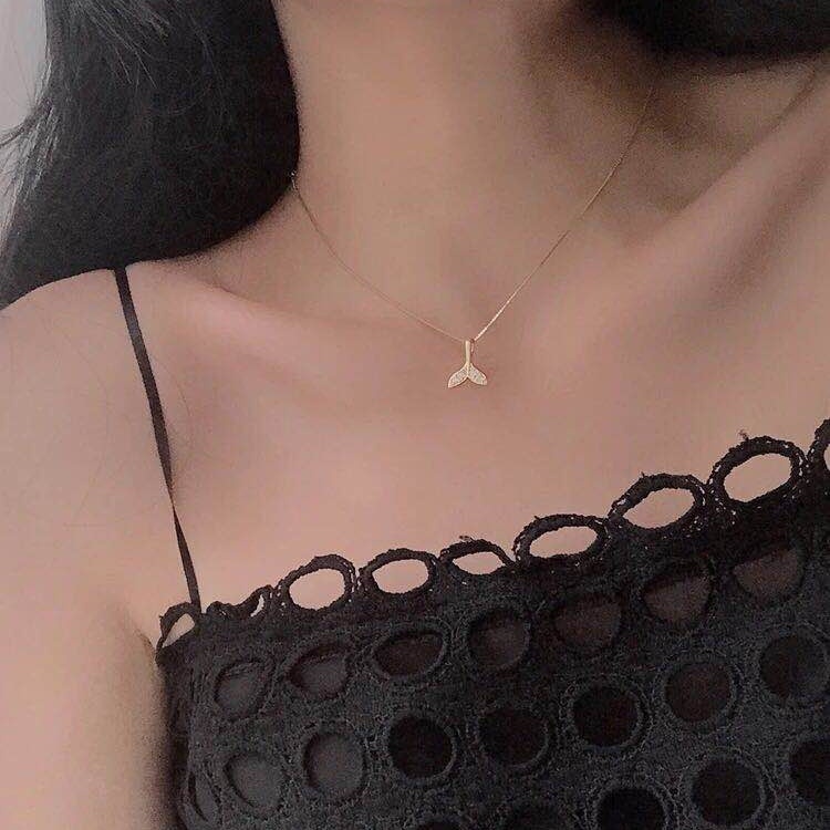 Mermaid Tail series kalung kalung wanita Kreatif Korea sederhana mahasiswa Mori gaya liontin zircon