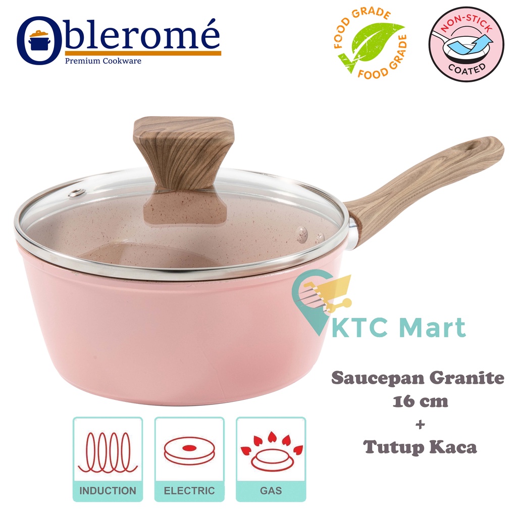 KTC Mart - Sauce Pan Marble  Tutup Kaca | Saucepan Panci Granite | Panci Food Grade