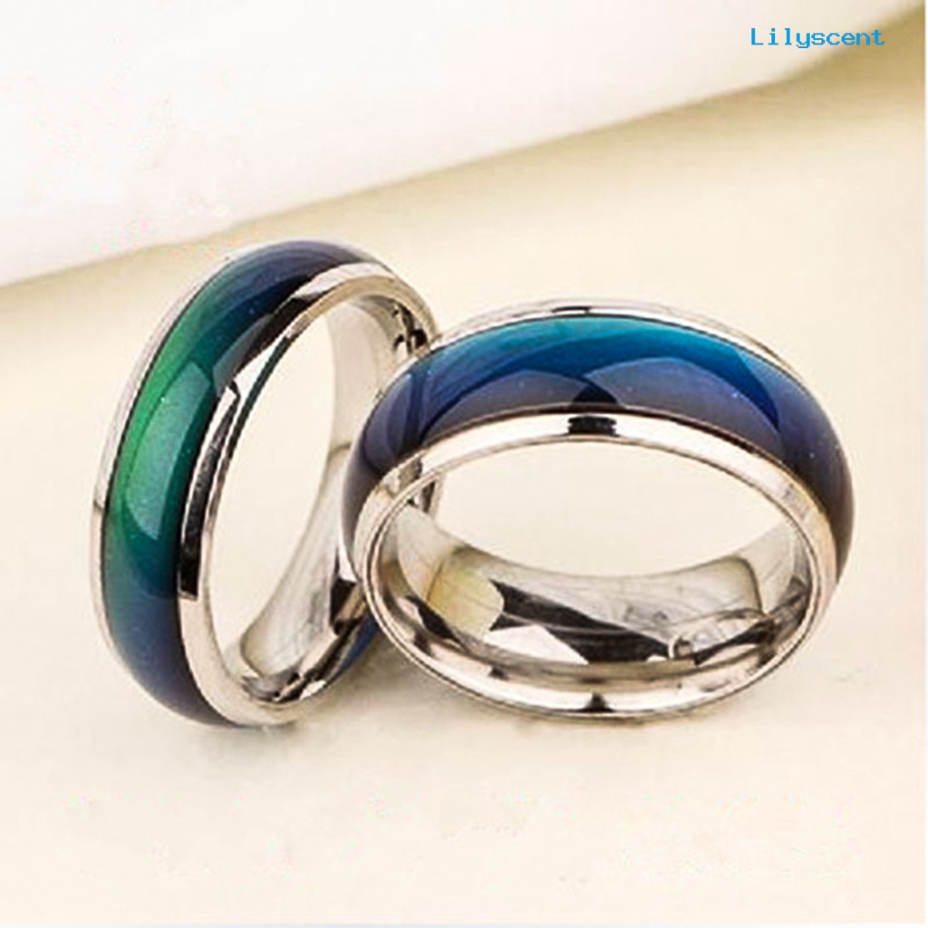 Ls Cincin Stainless Steel Berubah Warna Sesuai Temperatur Untuk Pasangan / Pria / Wanita