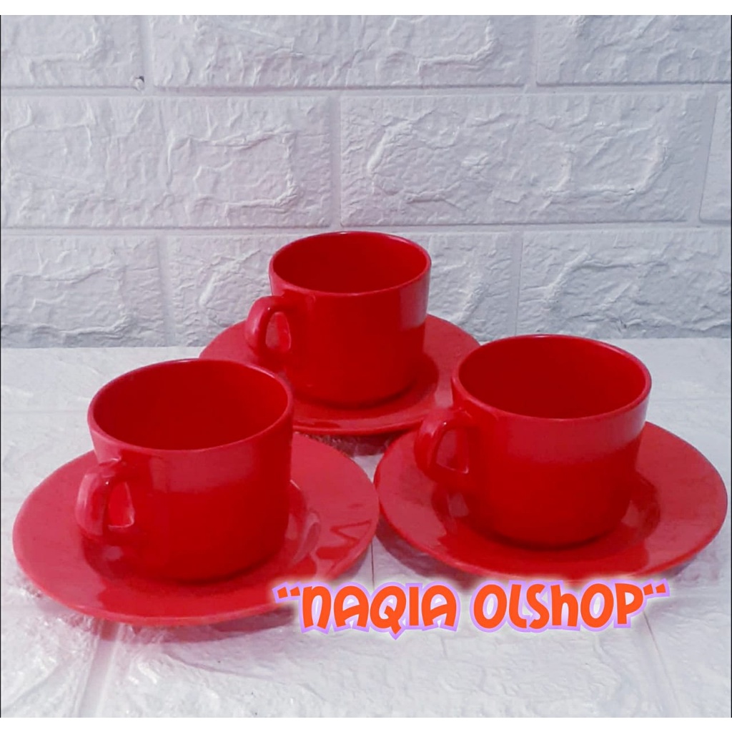 SATU SET CANGKIR KOPI MELAMIN ISI 6PCS CANGKIR & 6PCS PIRING TATAKAN MELAMIN GROSIR
