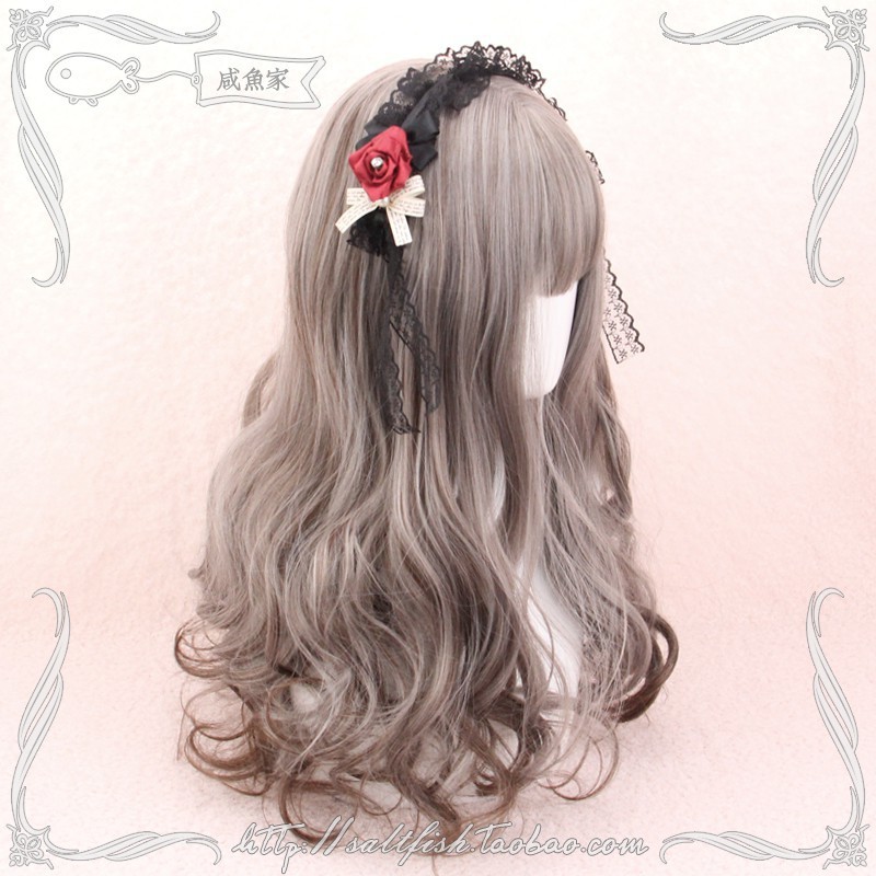 LOL-150 wig rambut palsu daily korea kpop panjang wavy ash brown