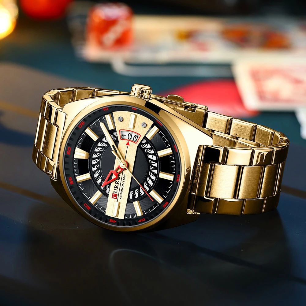 CURREN 8403 Jam Tangan Pria Analog Stainless Steel Chronograph Aktif Luminous Display WATCHKITE WKOS