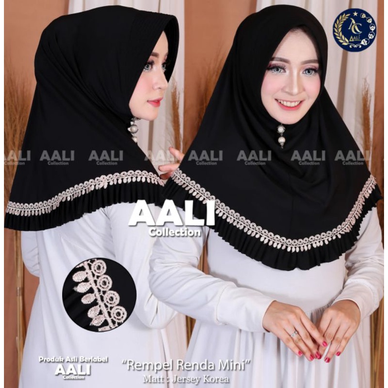 Aali Collection Jilbab Rempel Renda Mini Polos Jersey Korea