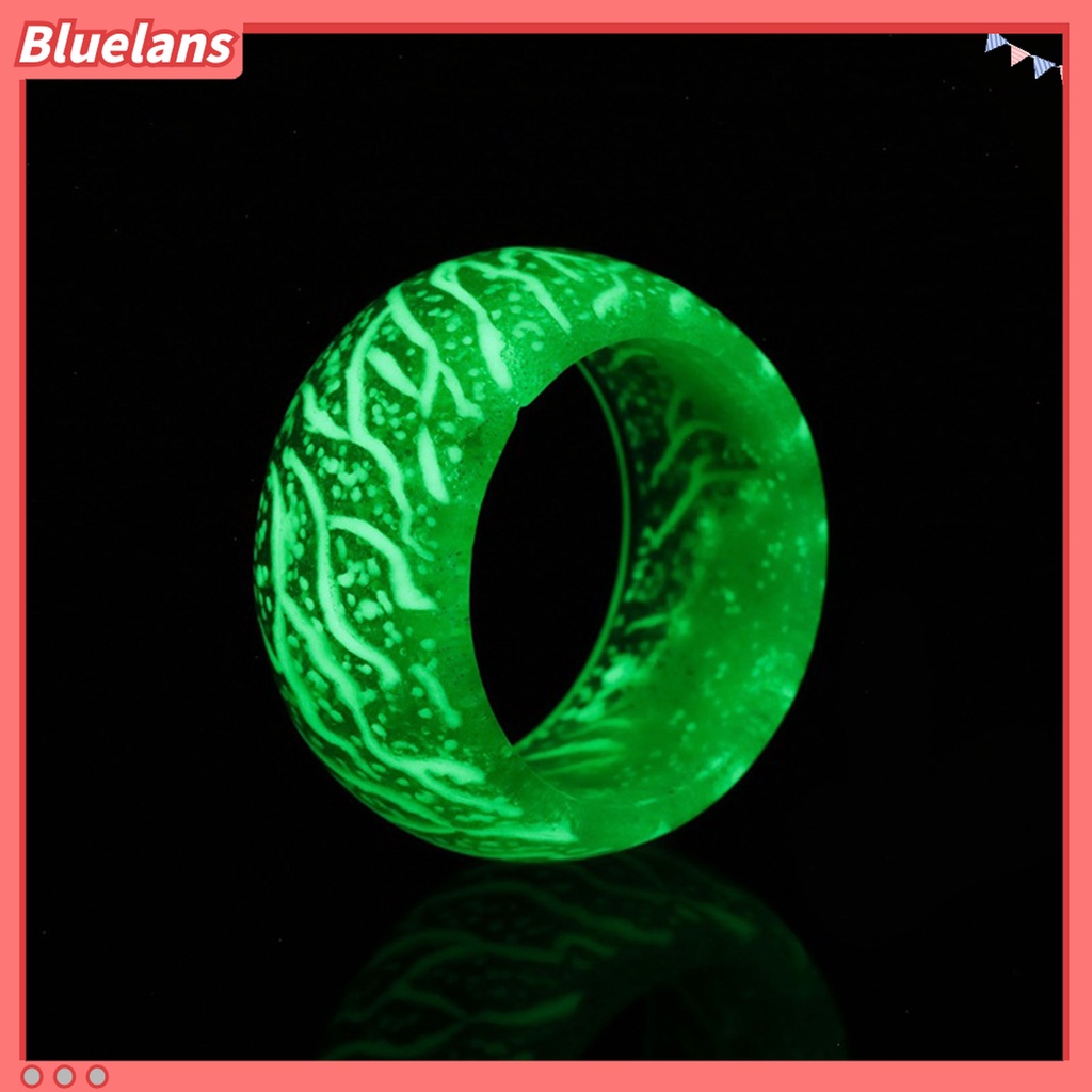 Bluelans Cincin Luminous Glow In The Dark Motif Retak Untuk Unisex