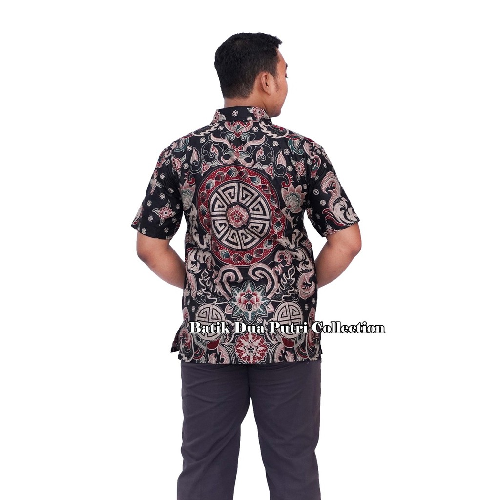 Atasan Batik Wanita Blouse Batik Kombinasi Salur Wana Warni - Bola Cina By Batik Dua Putri