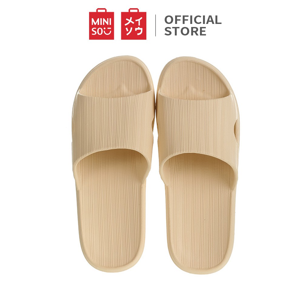 MINISO official flip flop Sandal kamar mandi wanita berbahan empuk kotak-kotak-N Apricot, 37-38