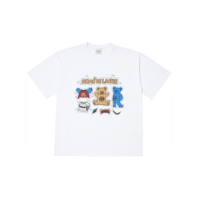 [ADLV] TEDDY BEAR STICKER SHORT SLEEVE TSHIRT WHITE