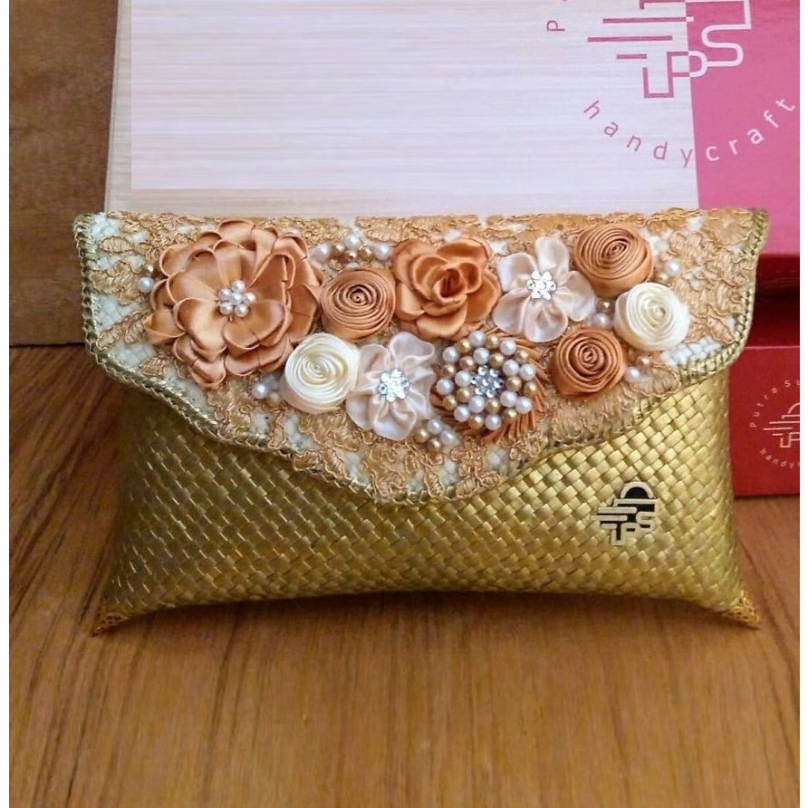 Putra Sukapura Handycraft Clutch Pesta Party Clutch Anyaman Pandan Dompet Pesta Wanita Super Premium