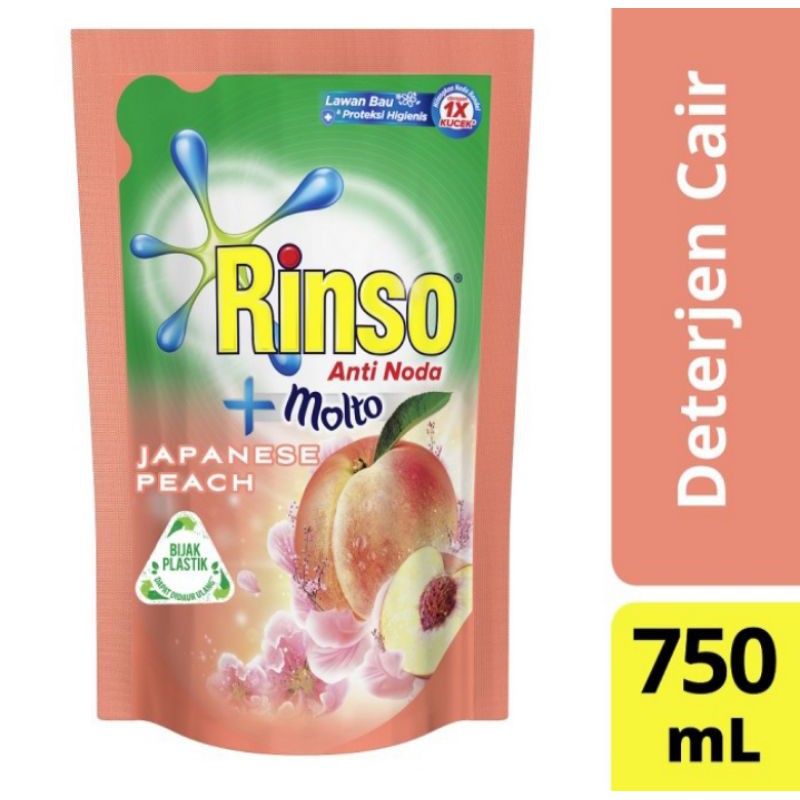 Rinso Cair japanese peach refil 750 ml