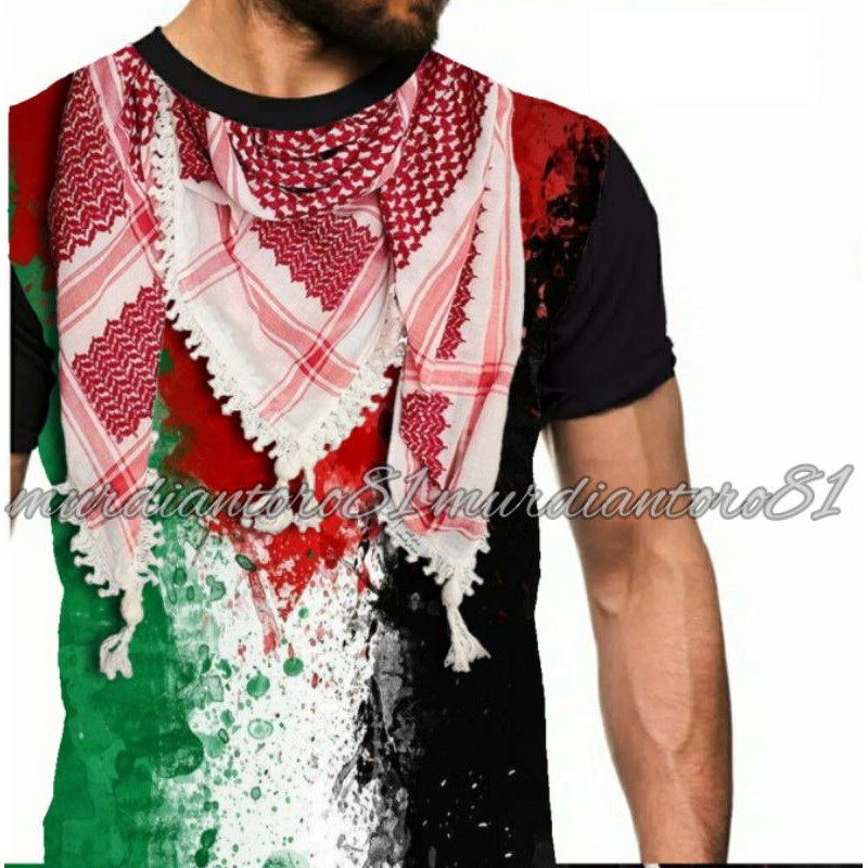 Kaos bela Palestina free Palestine save Gaza bendera sorban shemagh dakwah islami anak cowok murah