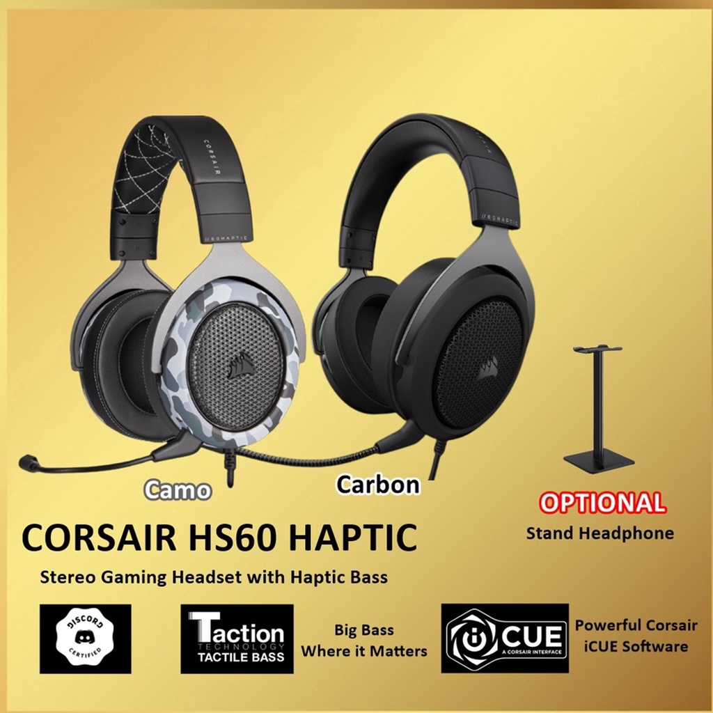 Corsair HS60 HAPTIC Stereo Gaming Headset Headphone HS 60 With Haptic Bass