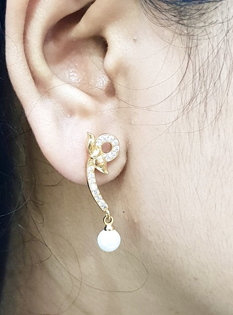 Anting wanita anting tusuk mutiara lapis emas yaxiya xuping