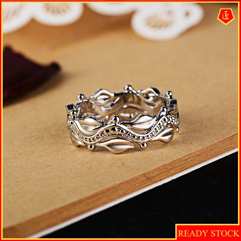 [Ready Stock]Creative Floating Carving Silver Ring Simple Personality