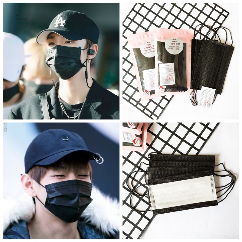 YOMI - Masker Hitam isi 8 Disposable Mask Kpop Idol