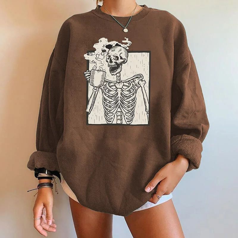 Drinking skull sweater outerwear fashion remaja