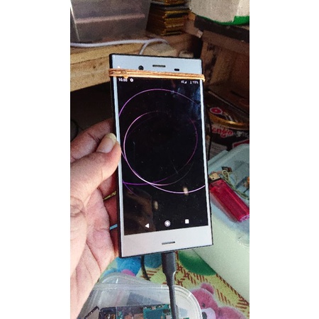 lcd sony xz1 ori copotan warna biru