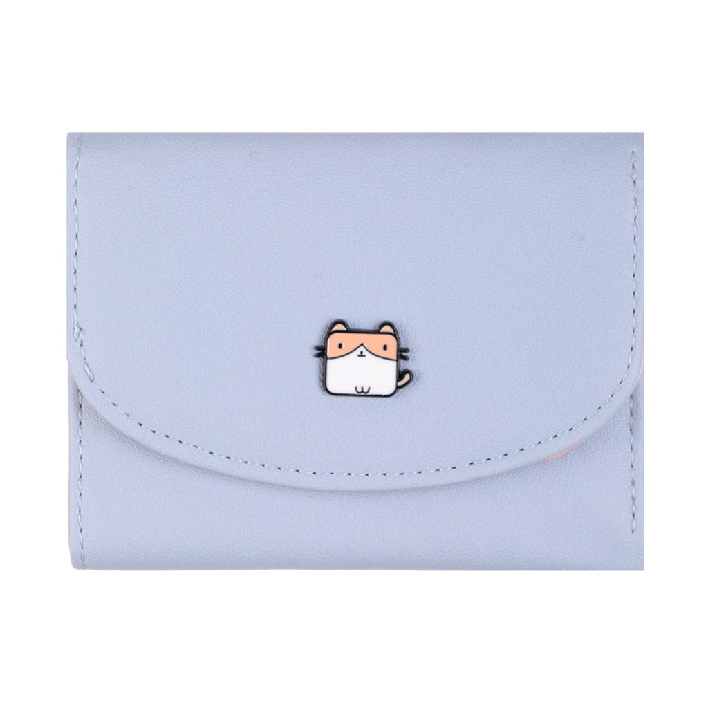 MINISO Dompet Wanita Pendek Kecil Lipat Simple Motif Binatang Lucu Karakter-New Blue