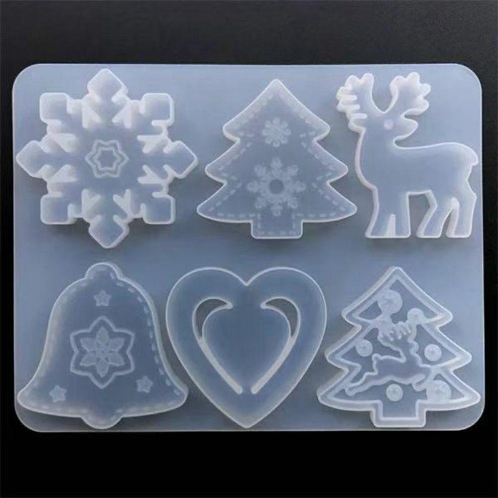 【 ELEGANT 】 Cetakan Silikon Elk Ornamen Liontin Pohon Natal Resin Clay Molds Casting Mould