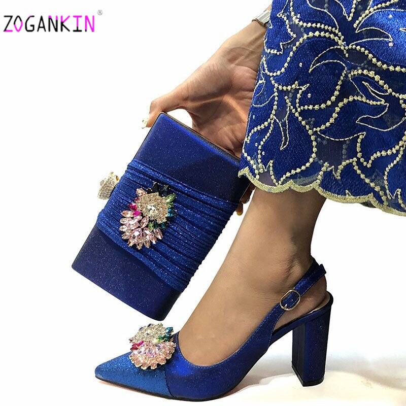 royal blue sandals and bag