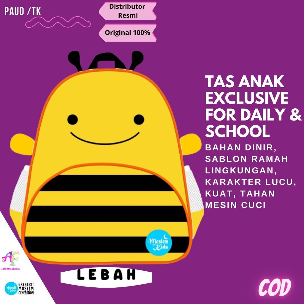 Jual tas ransel anak sekolah anak tk paud laki laki karakter hewan ...