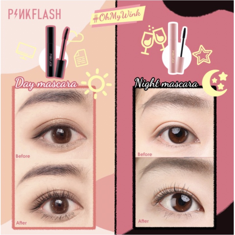 PINKFLASH Maskara Day Night Fiber Mascara Membuat Bulu Mata Lebih BerVolume PF007 PF017