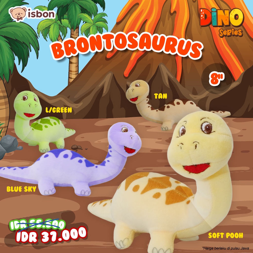 Boneka Dinosaurus Dino Mini Series Brontosaurus 4 Warna Cocok Untuk Mainan Hadiah Bahan Halus Non Alergi ISTANA BONEKA