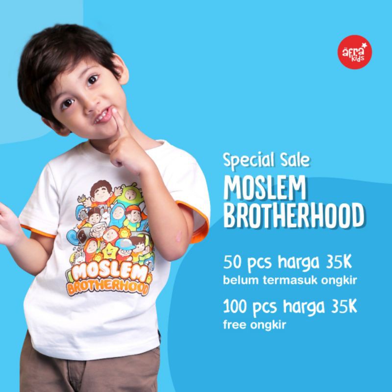 kaos anak muslim putih lengan pendek afrakids