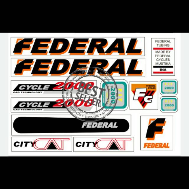 PROMO BELI 1 SET GRATIS 1 SET Stiker sepeda federal city cat warna oren variasi hitam