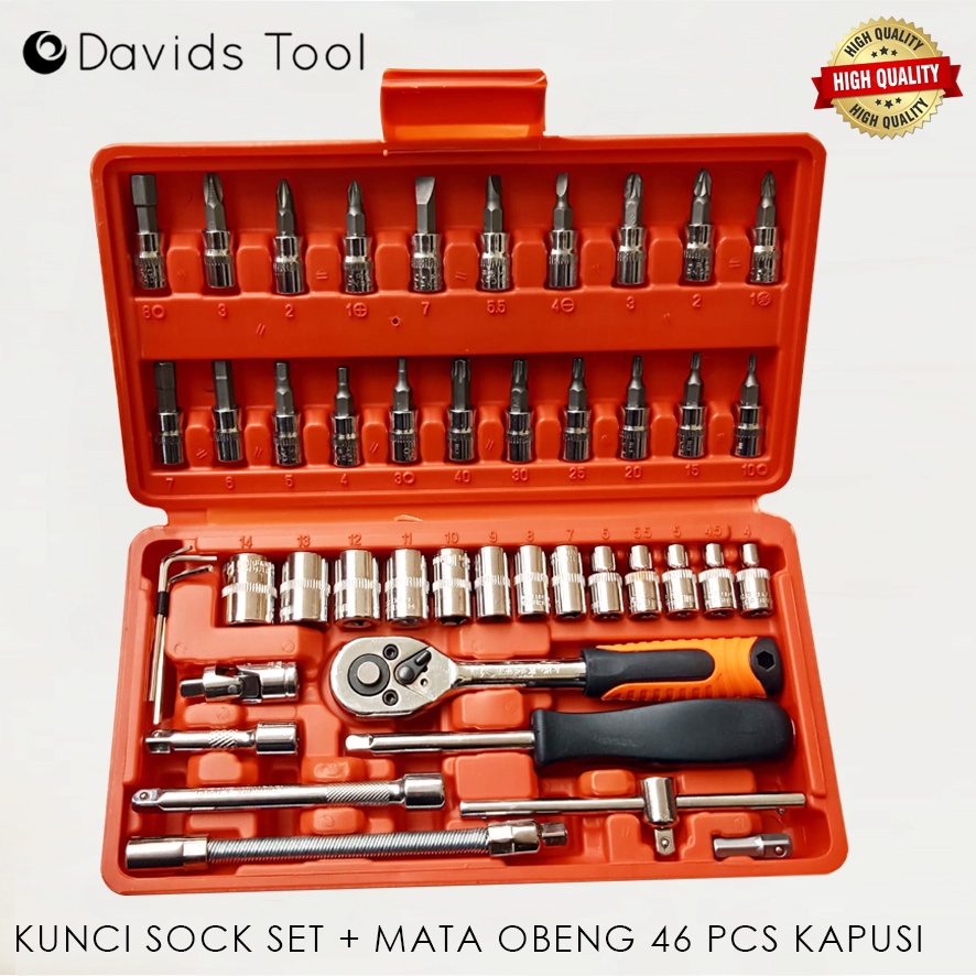 Kunci Sock Set Konci Mata Shock Sok Toolkit Obeng Ketok 46pcs Kapusi Jp