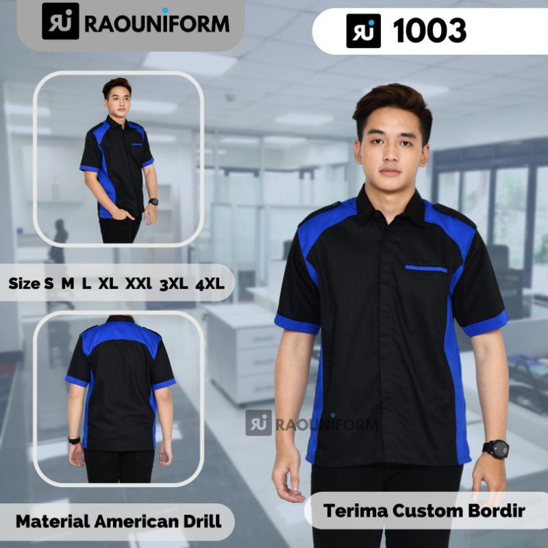 kemeja tangan pendek murah#seragam kerja custom bordir#pakaian karyawan perusahaan#baju kombinasi pendek