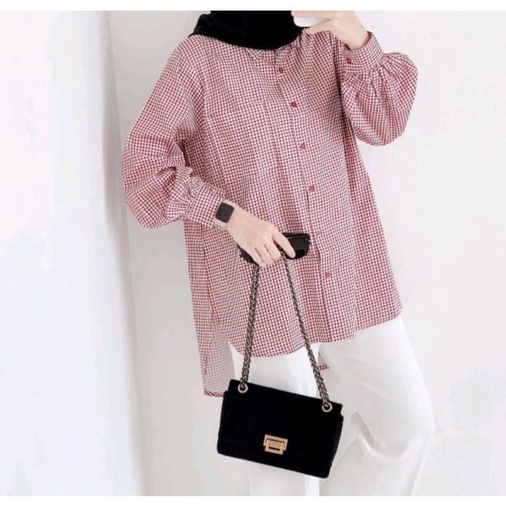 Ziva blouse/Kemeja wanita kekinian/kemeja wanita kotak-kotak/Korean Style/atasan wanita terbaru/atasan wanita termurah/OOTD-4