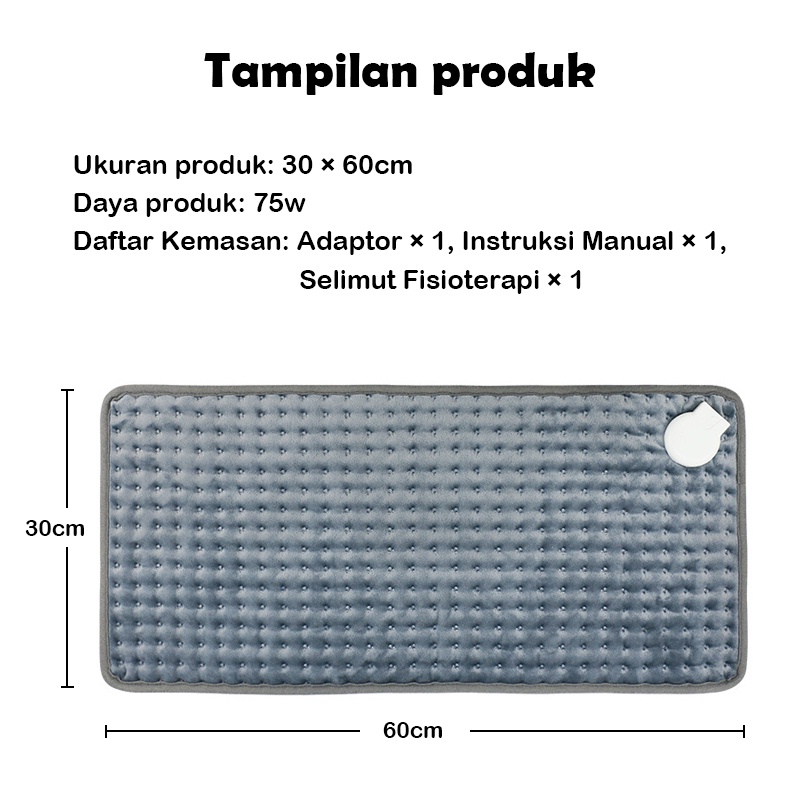 60x30cm Bantal Panas terapi kesehatan Alat Terapi bantal listrik panas terapi elektrikukuran besar 10-Level Fast Heat Mat Relief Pain