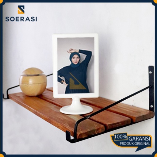 Natural besi vintage Promo minimalis dan 30Cm es LADIN sepatu Berkualitas kayu rak dinding buku - ku