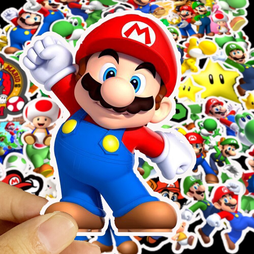 50 Super Mario Cartoon Stickers Toy Computer Mobile Phone Notebook Water Cup Helmet Luggage Personalized Graffiti Creative Waterproof Stickers