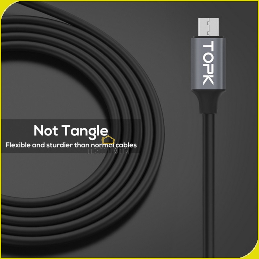 Kabel Charger TPE 3A 1 Meter with Voltage Meter Micro USB / Type C - TOPK CS0132 -  Black